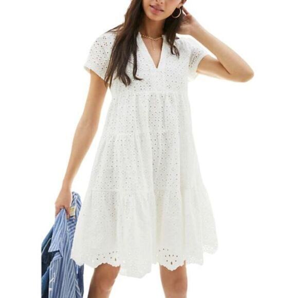 Maeve Dresses & Skirts - Maeve Anthropologie Harper White Eyelet Tunic Mini Swing Dress Short Sleeve Sm